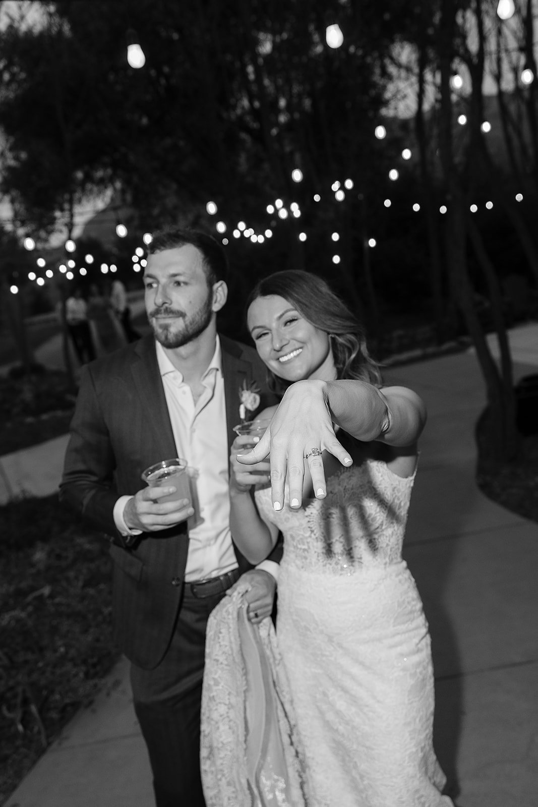 Editorial black-and-white bridal portrait